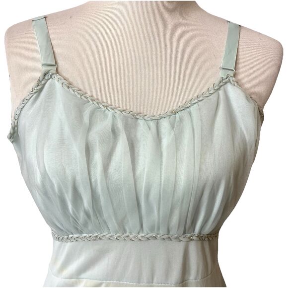 Vintage Fit Rite Chiffon Satiny Nightgown Nylon Braided Trim Fit Rite - Picture 2 of 16